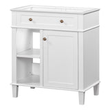 White 30" Bathroom Vanity without Sink, Bathroom Cabinet Base Only