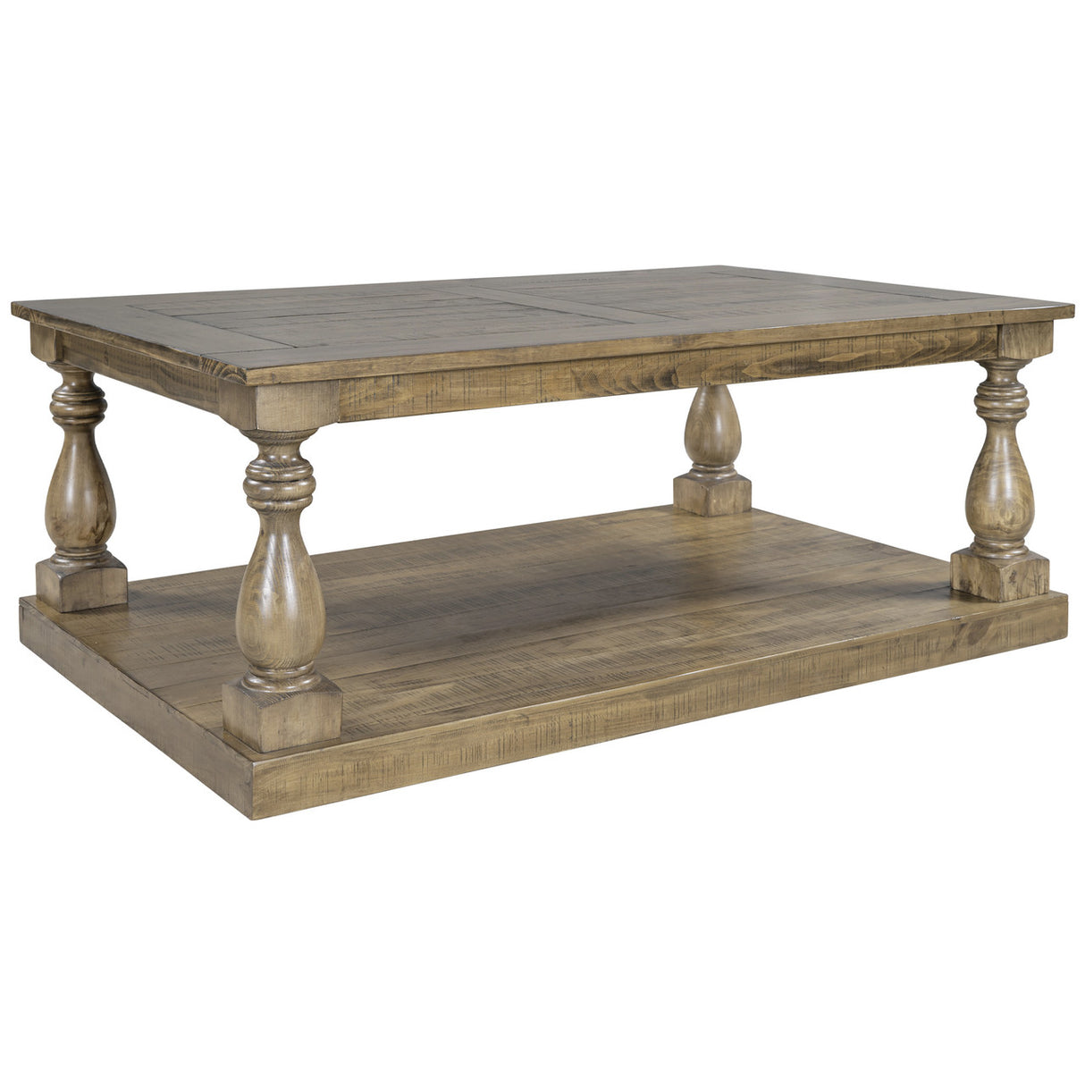 U_STYLE Rustic Floor Shelf Coffee Table with Storage