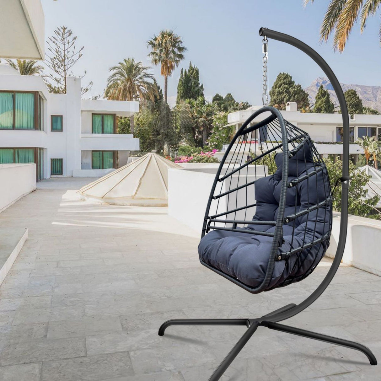 Swing Egg Chair with Stand Indoor Outdoor