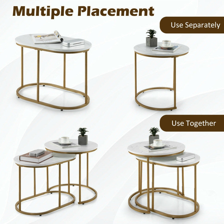 2PCS Modern Classic Yet Simper Nesting End Coffee Tables