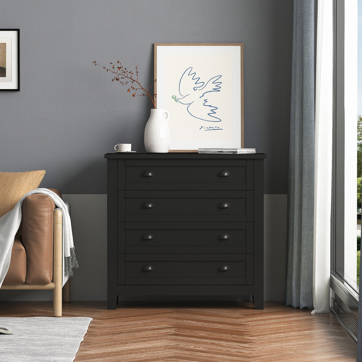 Black Drawer Dresser Bar Cabinet