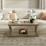 U_STYLE Rustic Floor Shelf Coffee Table with Storage