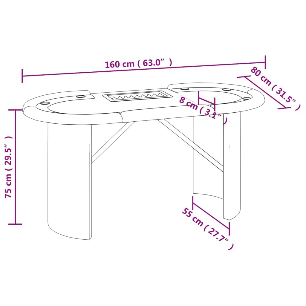 10-Player Poker Table with Chip Tray Blue