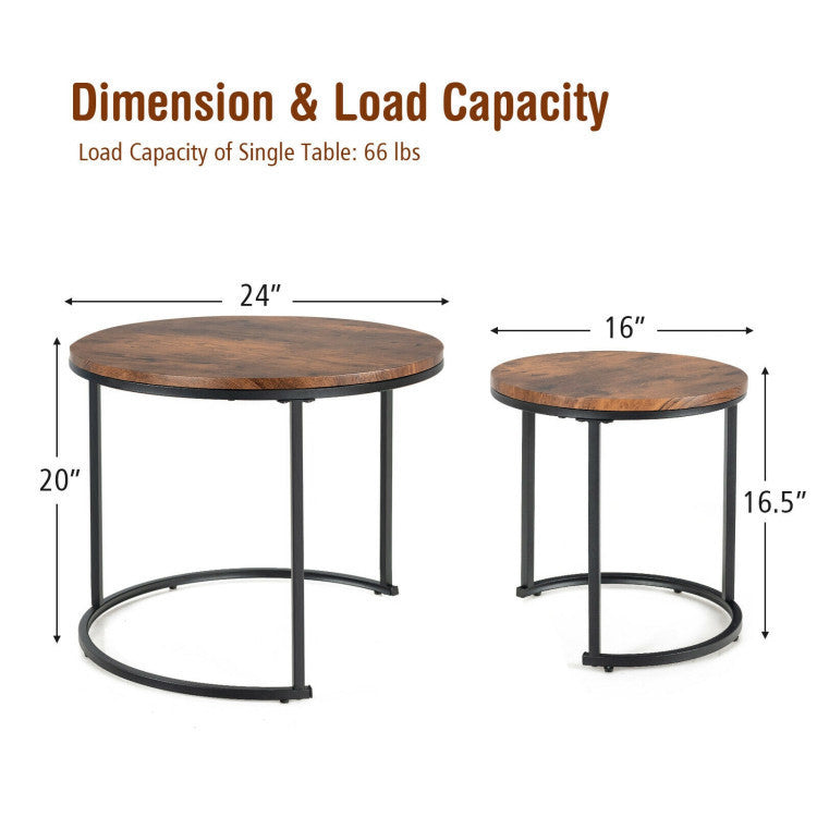 2PCS Modern Classic Yet Simper Nesting End Coffee Tables