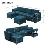 [VIDEO provided] [New] 109*54.7" Chenille Modular Sectional Sofa,U Shaped Couch with Adjustable Armrests and Backrests,6 Seat Reversible Sofa Bed with Storage Seats for Living Room, Apartment,2 Colors