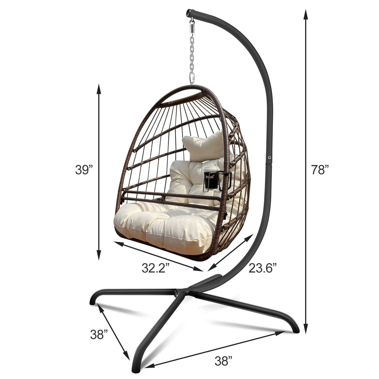 Swing Egg Chair with Stand Indoor Outdoor