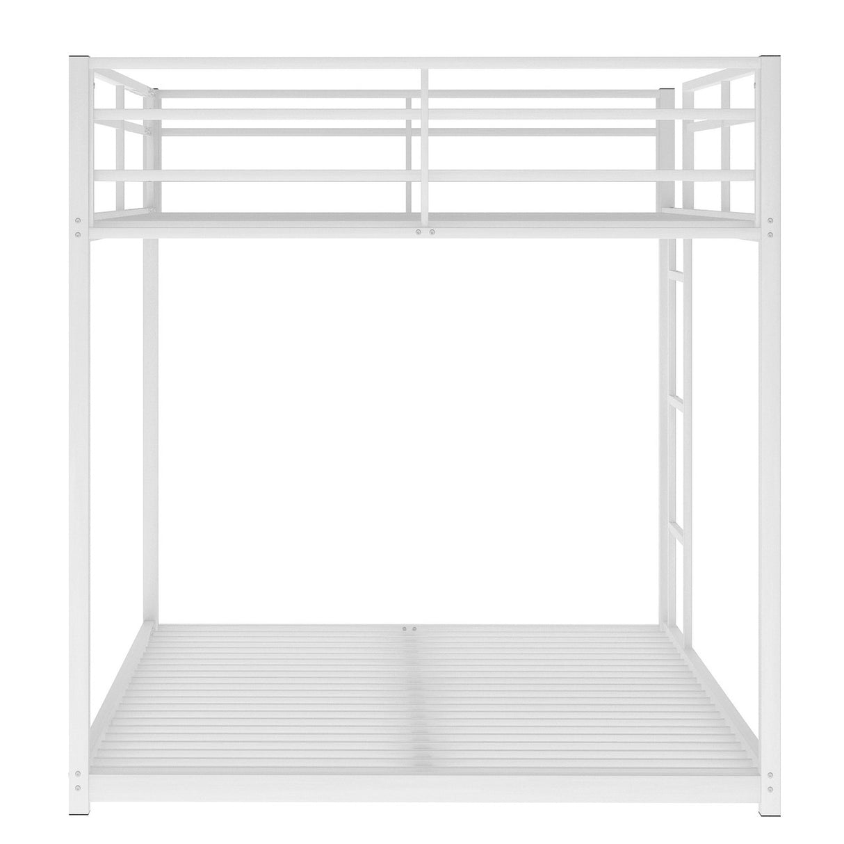 Full over Full Metal Bunk Bed, Low Bunk Bed with Ladder, White(Old SKU:MF197034AAK)