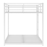 Full over Full Metal Bunk Bed, Low Bunk Bed with Ladder, White(Old SKU:MF197034AAK)