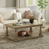 U_STYLE Rustic Floor Shelf Coffee Table with Storage