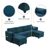 [VIDEO provided] [New] 109*54.7" Chenille Modular Sectional Sofa,U Shaped Couch with Adjustable Armrests and Backrests,6 Seat Reversible Sofa Bed with Storage Seats for Living Room, Apartment,2 Colors