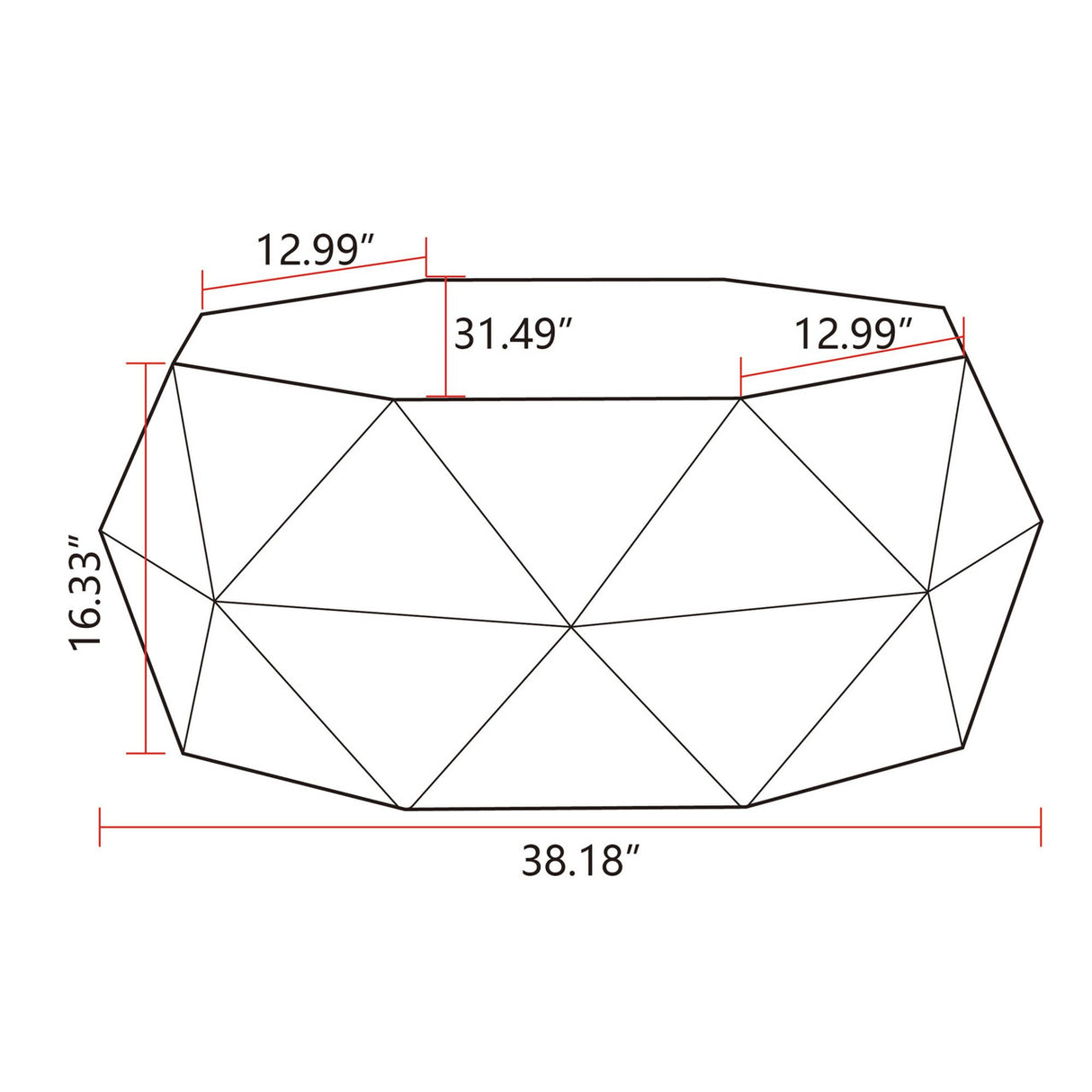 38"Three-dimensional Embossed Pattern Design American Retro Style Coffee Table,White Tabletop