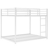 Full over Full Metal Bunk Bed, Low Bunk Bed with Ladder, White(Old SKU:MF197034AAK)