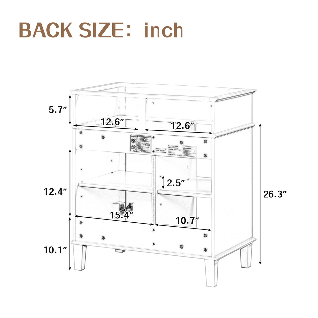 White 30" Bathroom Vanity without Sink, Bathroom Cabinet Base Only