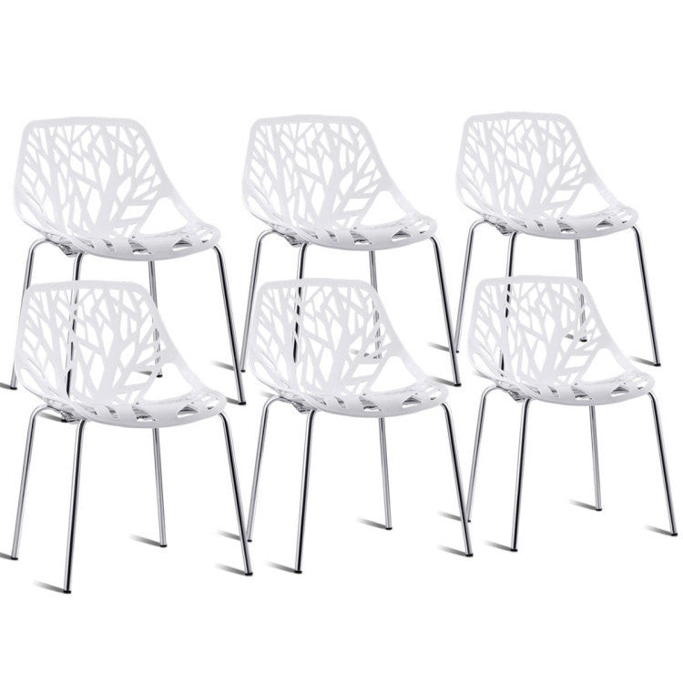 Set of 6 Accent Armless Modern Dining Chairs