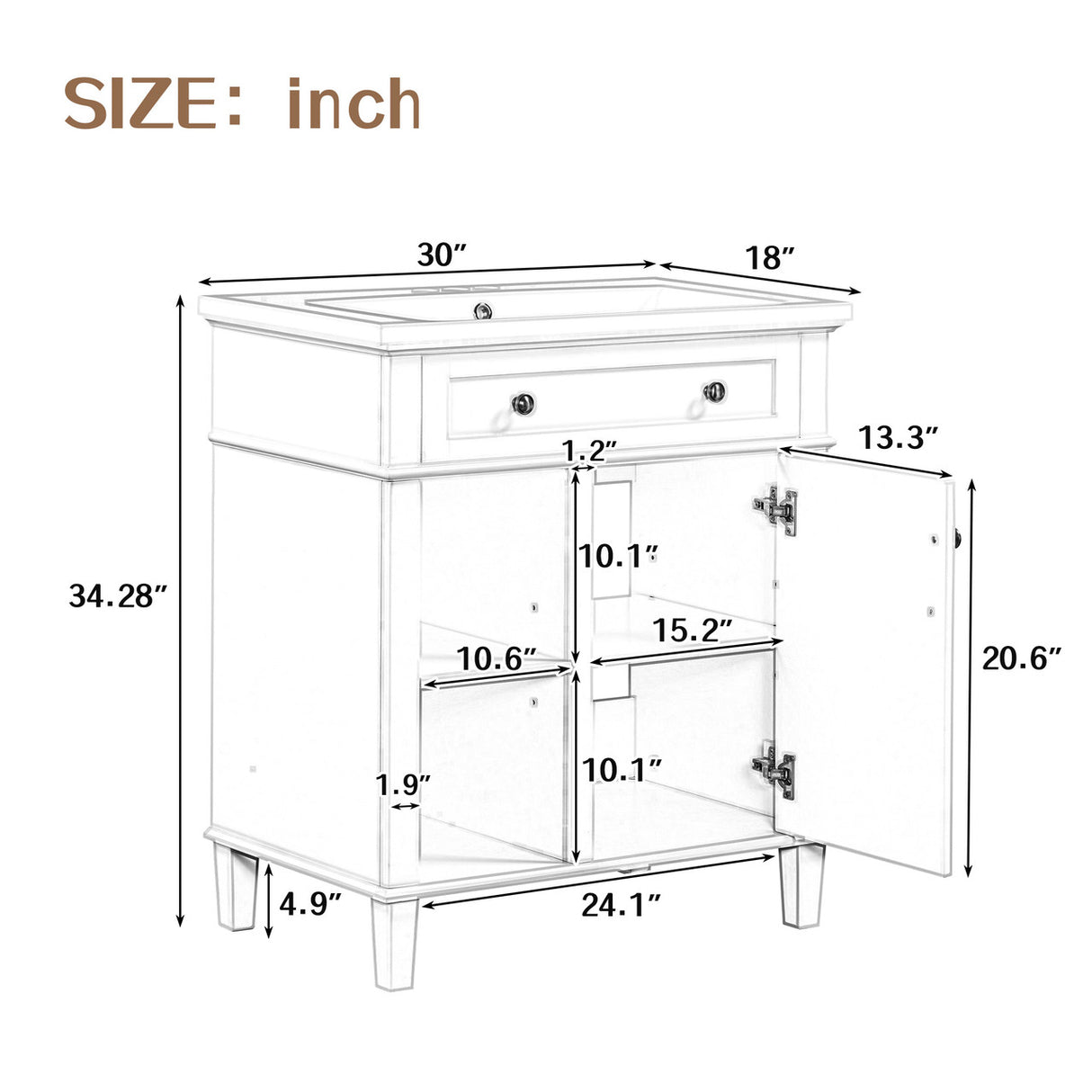 30" Bathroom Vanity with Ceramic Sink Set