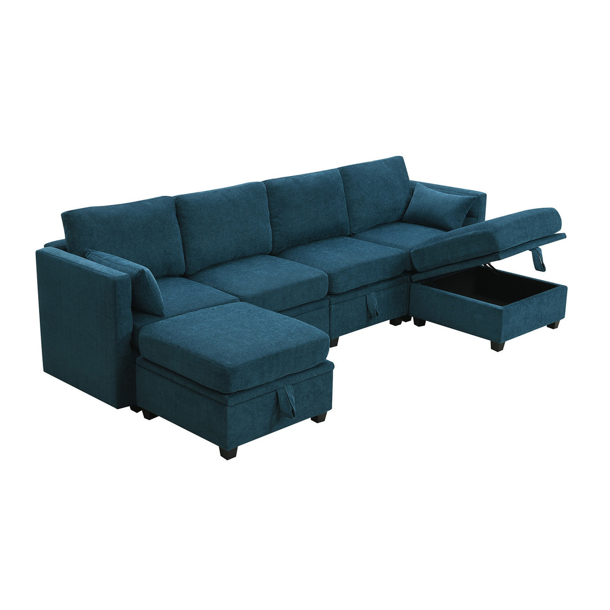 [VIDEO provided] [New] 109*54.7" Chenille Modular Sectional Sofa,U Shaped Couch with Adjustable Armrests and Backrests,6 Seat Reversible Sofa Bed with Storage Seats for Living Room, Apartment,2 Colors