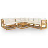 9 Piece Wood Patio Lounge Set with Cushions