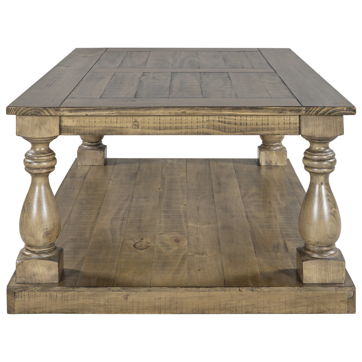 U_STYLE Rustic Floor Shelf Coffee Table with Storage