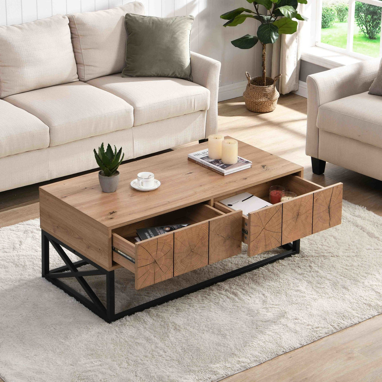 Luxury Coffee Table with Two Drawers