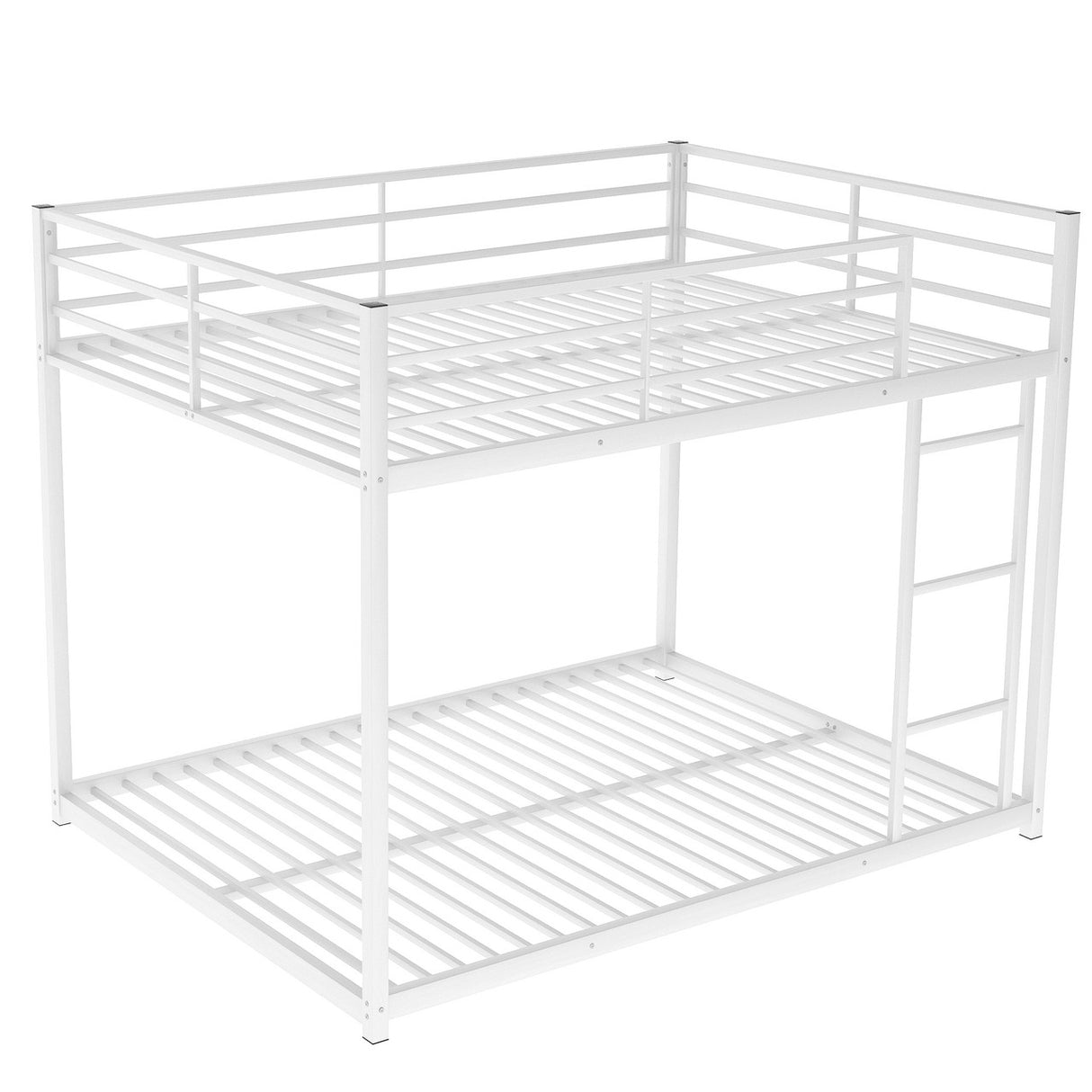 Full over Full Metal Bunk Bed, Low Bunk Bed with Ladder, White(Old SKU:MF197034AAK)