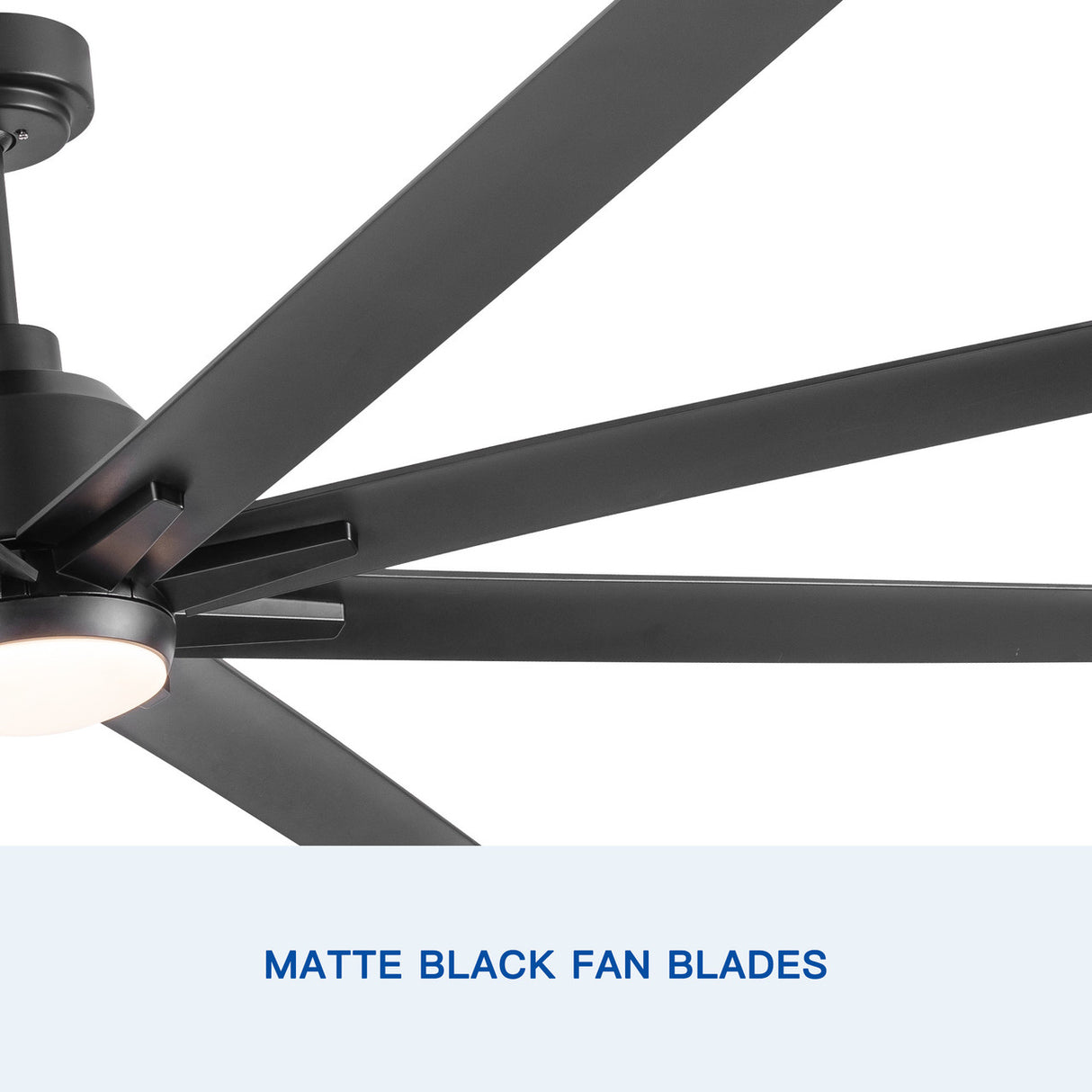 72" Supper Large Integrated LED Light Ceiling Fan with Black ABS Blade