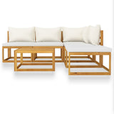 6 Piece Acacia Wood Lounge Set with Cushions