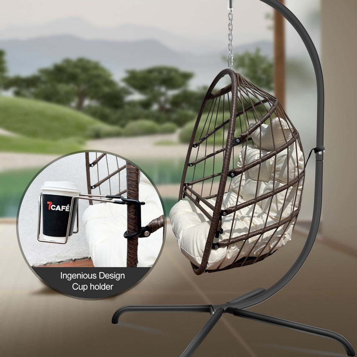 Swing Egg Chair with Stand Indoor Outdoor