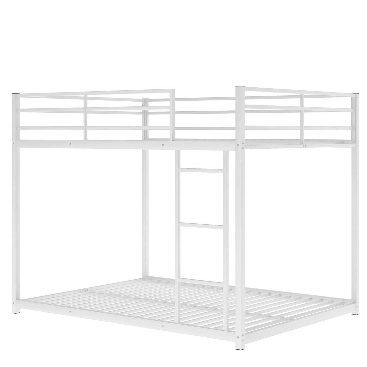 Full over Full Metal Bunk Bed, Low Bunk Bed with Ladder, White(Old SKU:MF197034AAK)