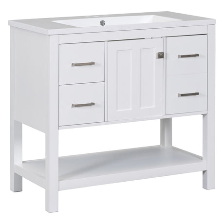 36" White Modern Bathroom Vanity