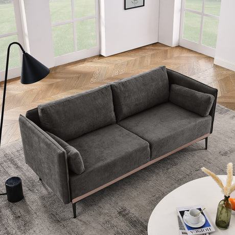 Modern Sofa 3-Seat Couch with Stainless Steel Trim