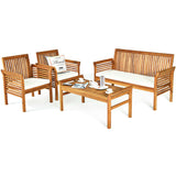 4 Pieces Acacia Wood Sofa Set