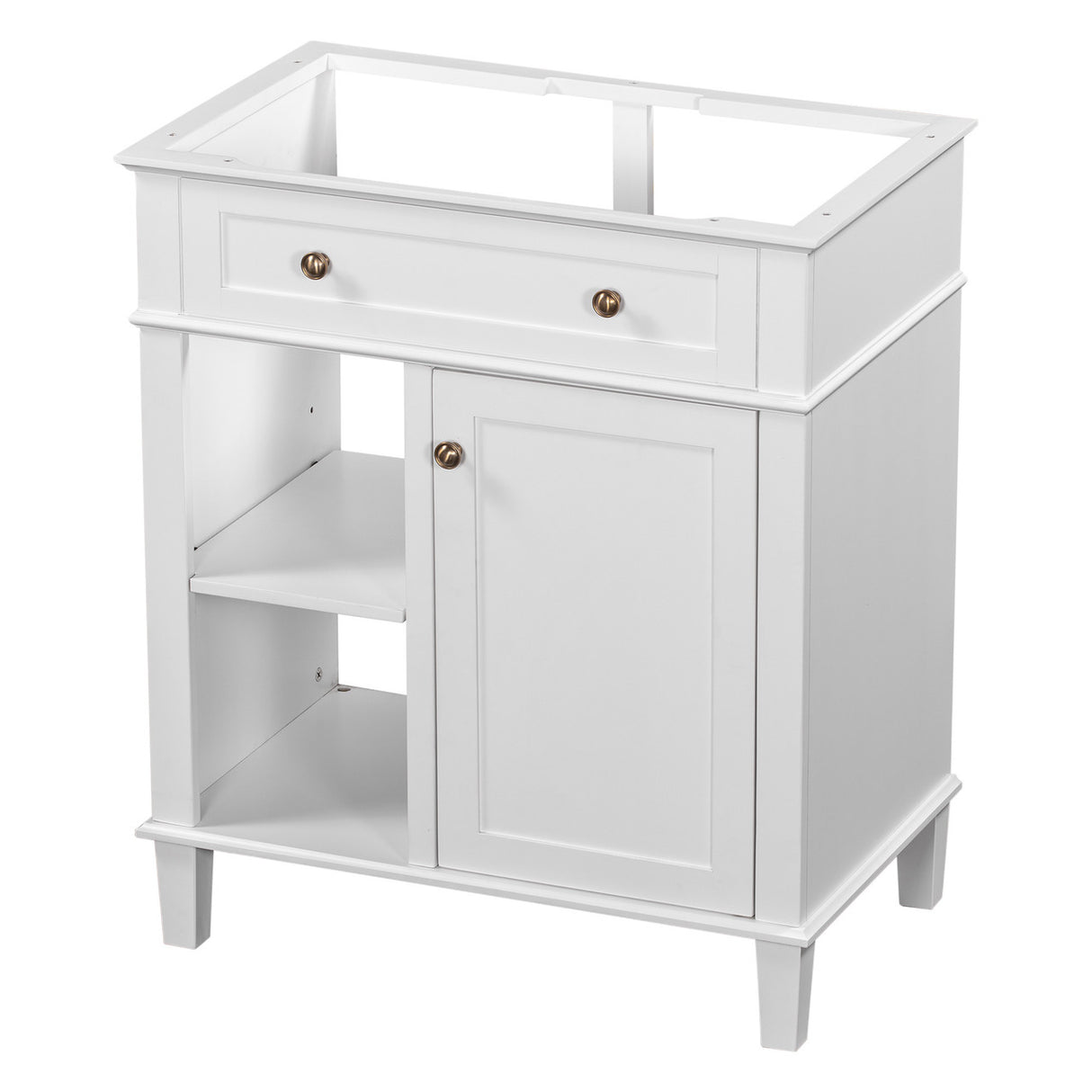 White 30" Bathroom Vanity without Sink, Bathroom Cabinet Base Only