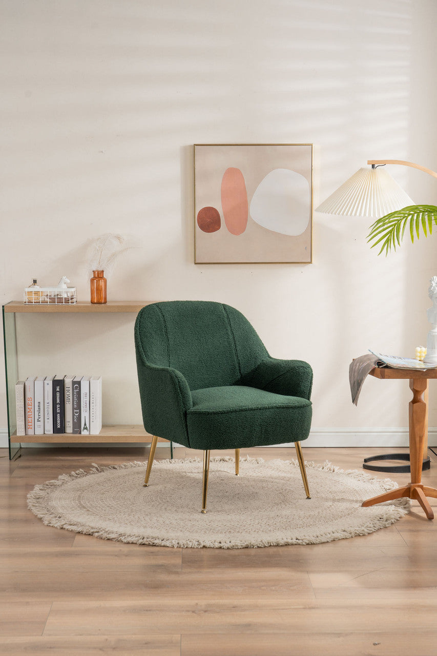 Modern Soft Green Teddy Accent Chair