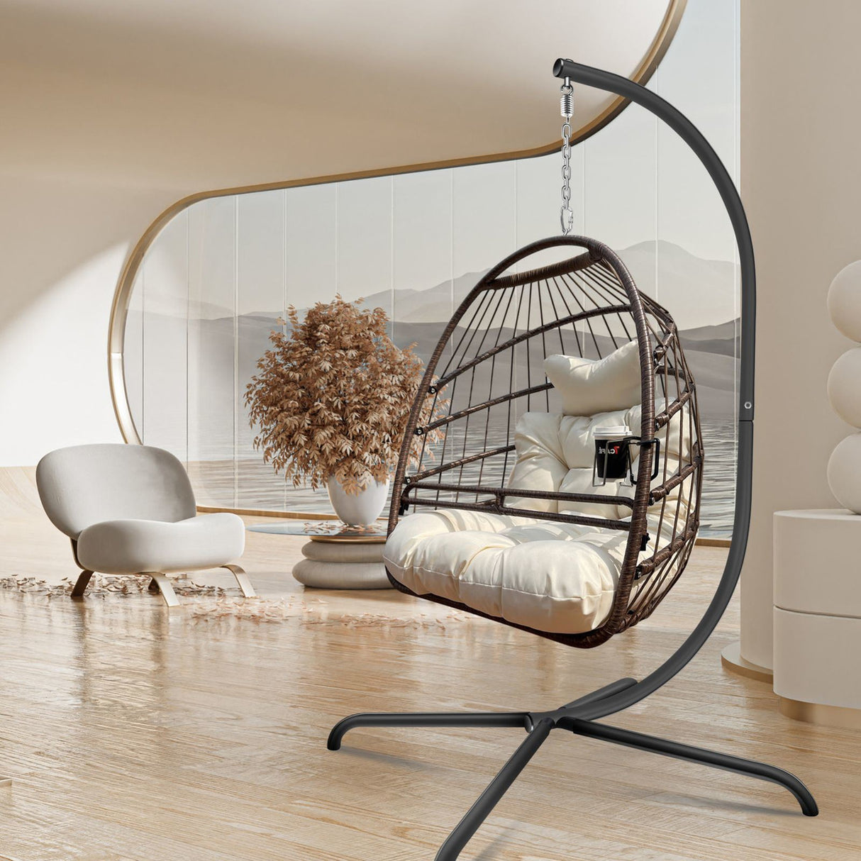 Swing Egg Chair with Stand Indoor Outdoor