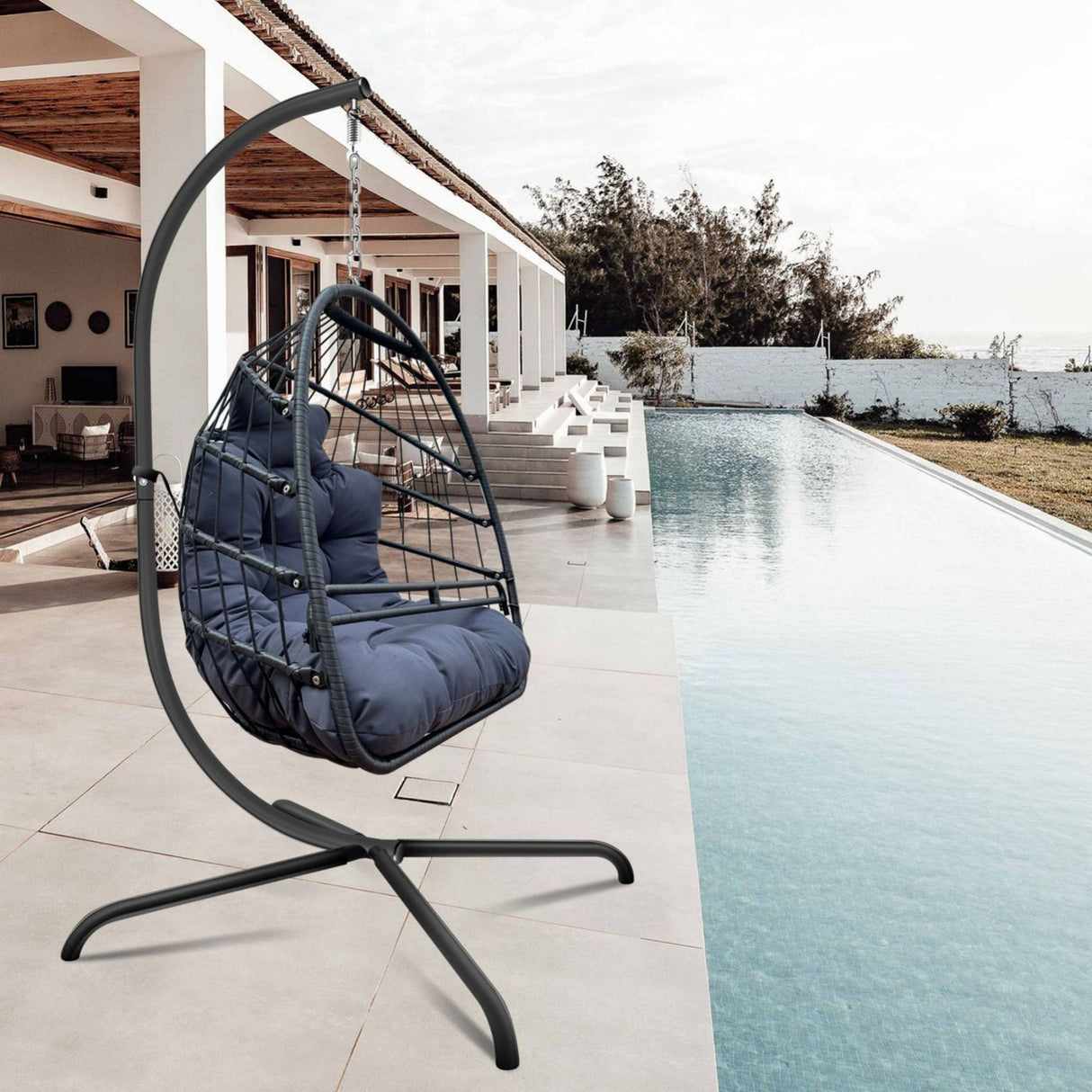 Swing Egg Chair with Stand Indoor Outdoor