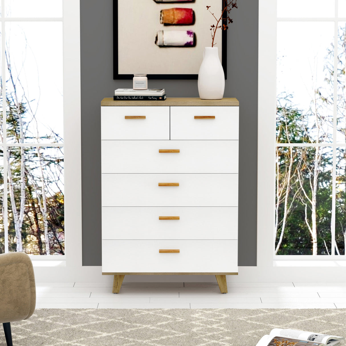 White Wood Dresser Drawer Cabinets