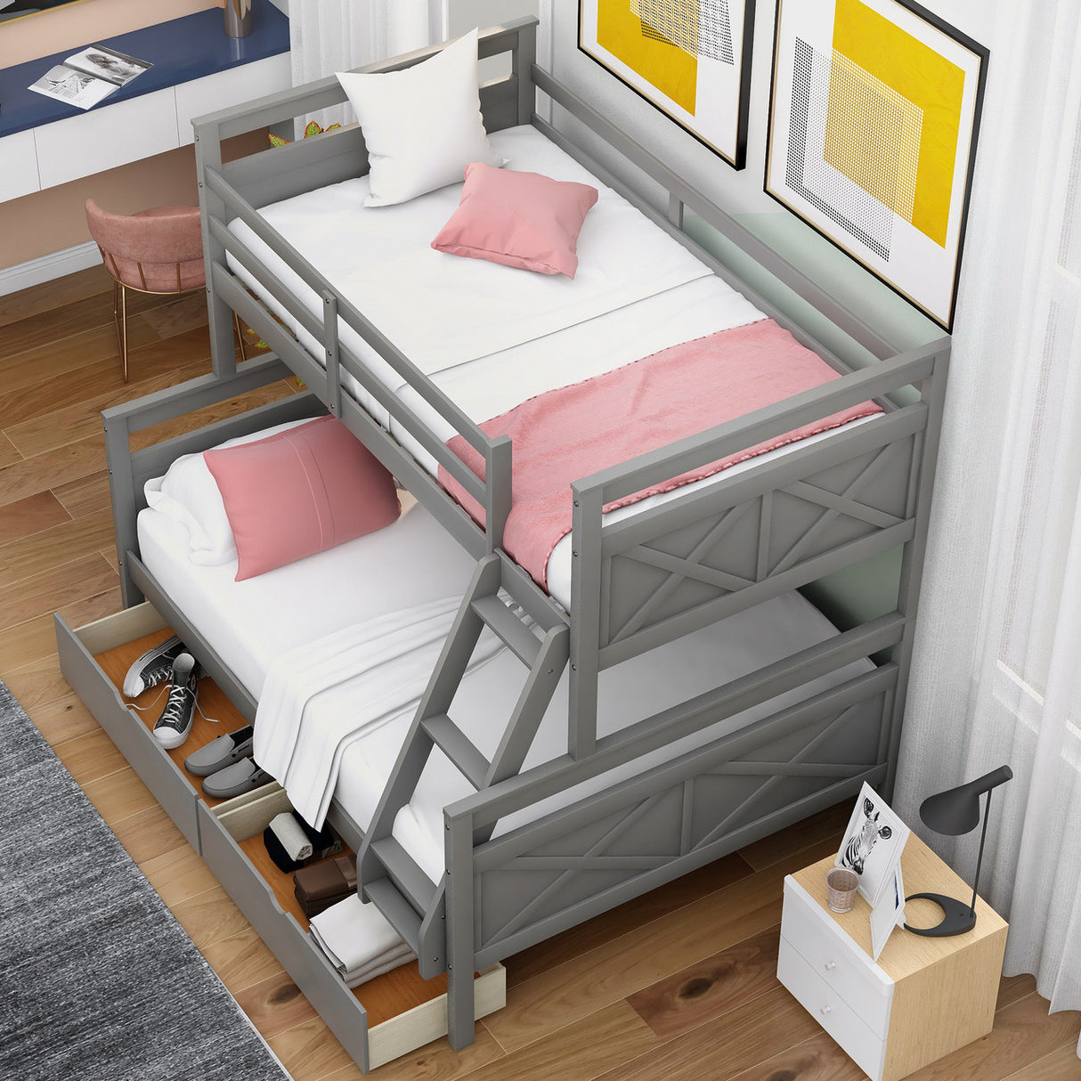 Twin over Full Bunk Bed with Ladder