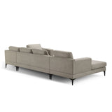 3-Piece U-Shape Upholstered Sectional Couch Sofa Set with 1 Two-seat Sofas 1 Two-seat Armless Sofa 1 Chaise and 1 Small Coffee Table with Drawers, with Reversible Chaise Lounge, Texture Sand