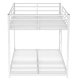 Full over Full Metal Bunk Bed, Low Bunk Bed with Ladder, White(Old SKU:MF197034AAK)