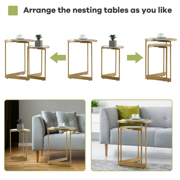 2PCS Modern Classic Yet Simper Nesting End Coffee Tables