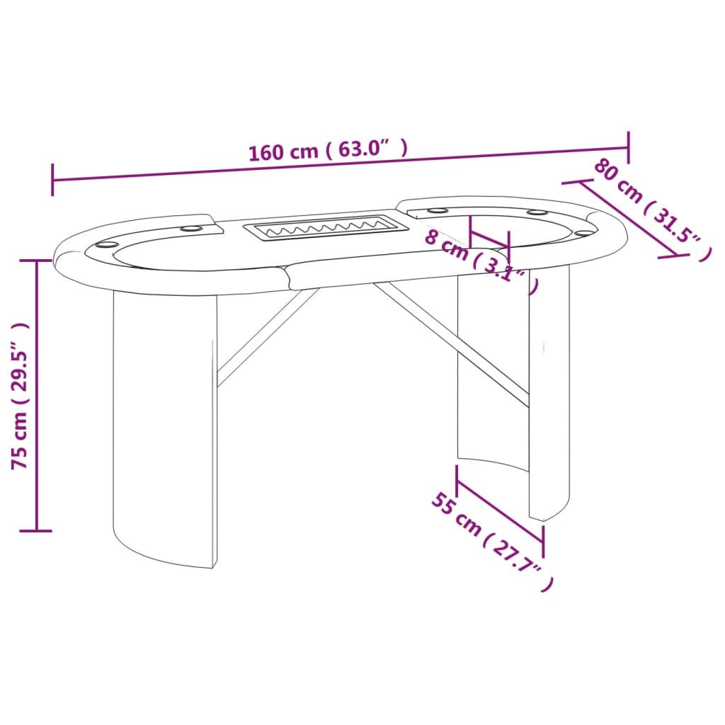 10-Player Poker Table with Chip Tray Green