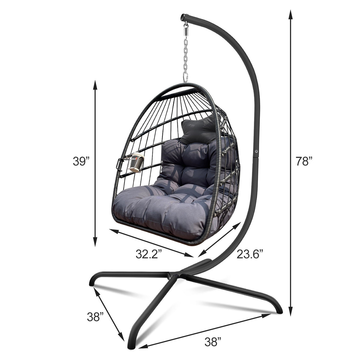 Swing Egg Chair with Stand Indoor Outdoor