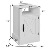 Wood Charging Station Accent Small Bedside Tables Night Stand White Nightstand Set Of 2 Bedroom Living Room