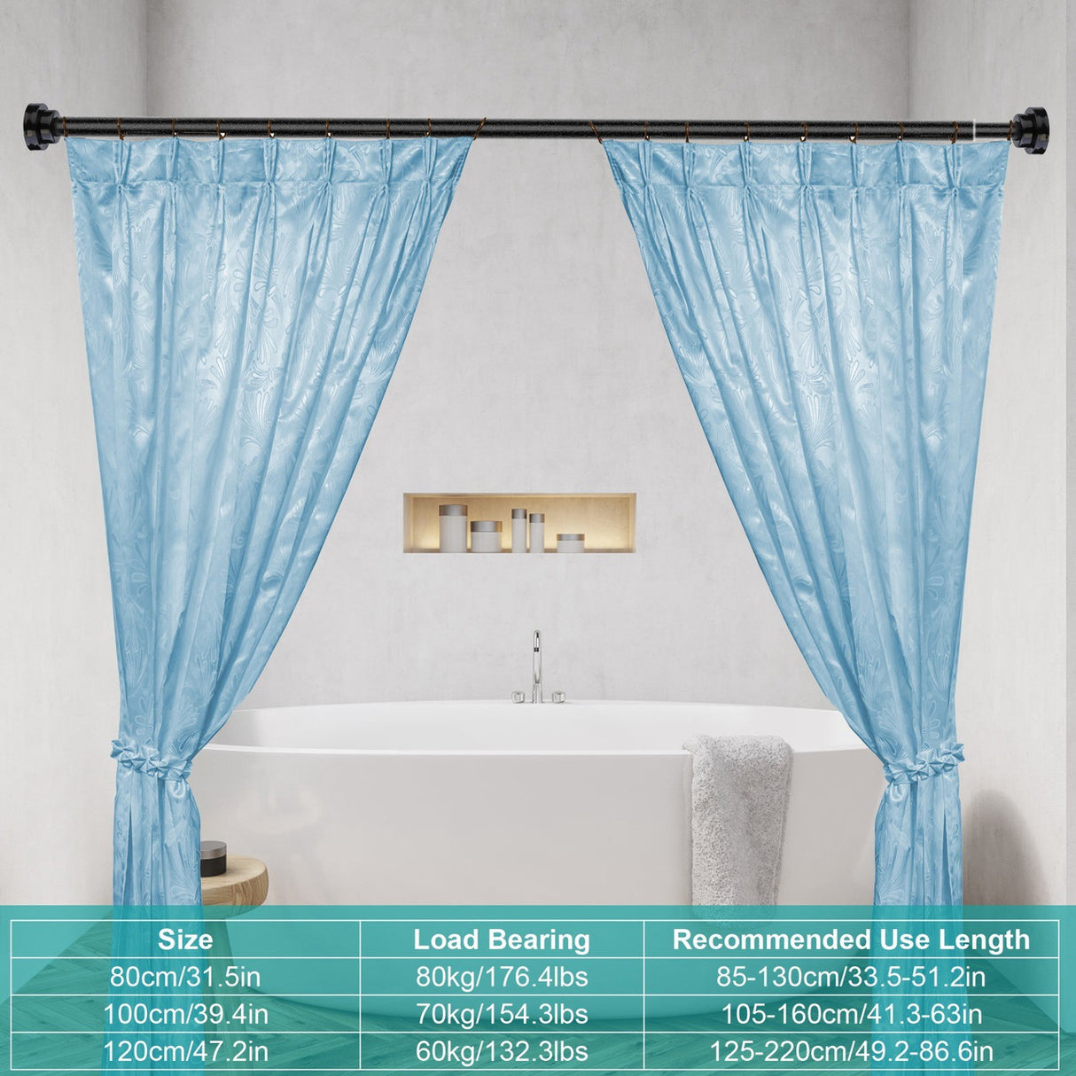 Shower Curtain Rod Adjustable Tension Curtain Rod