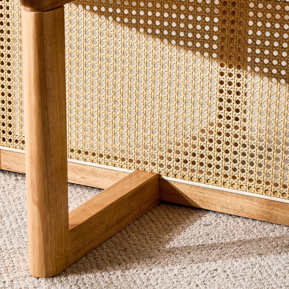 Naturally elegant wooden coffee table with faux rattan accents