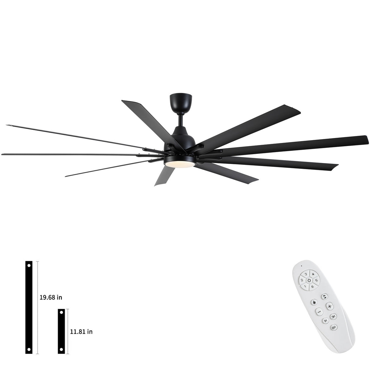 84 In. Indoor Modern Industrial Aluminum Blade Ceiling Fan With LED Light and Remote Control