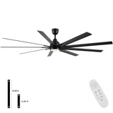 84 In. Indoor Modern Industrial Aluminum Blade Ceiling Fan With LED Light and Remote Control