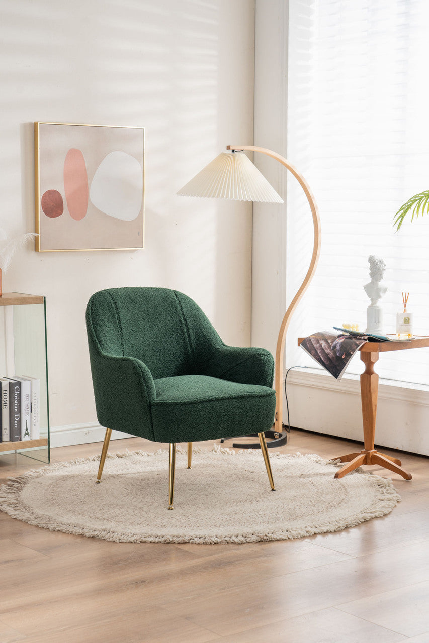 Modern Soft Green Teddy Accent Chair