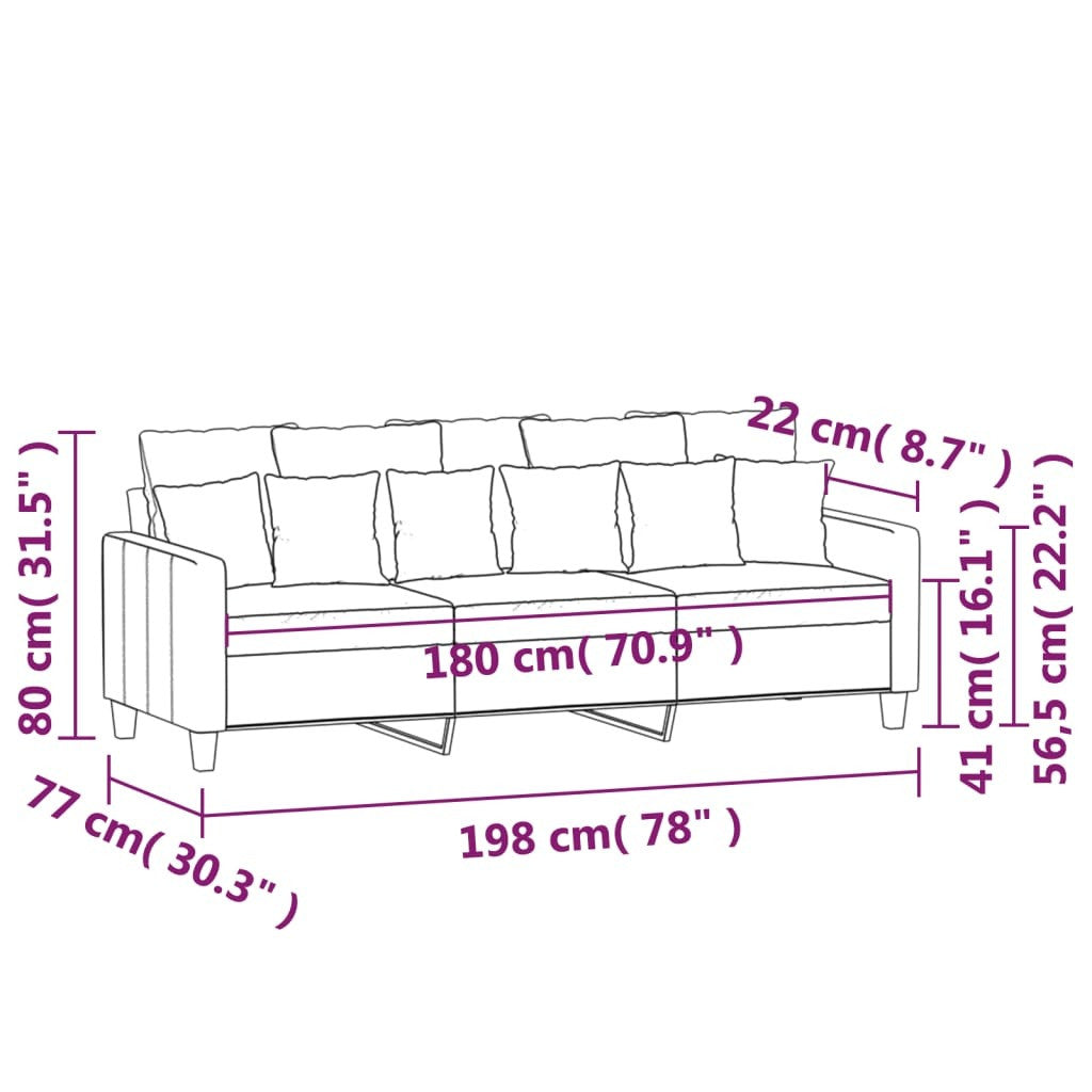 3-Seater Black Sofa