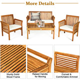 4 Pieces Acacia Wood Sofa Set